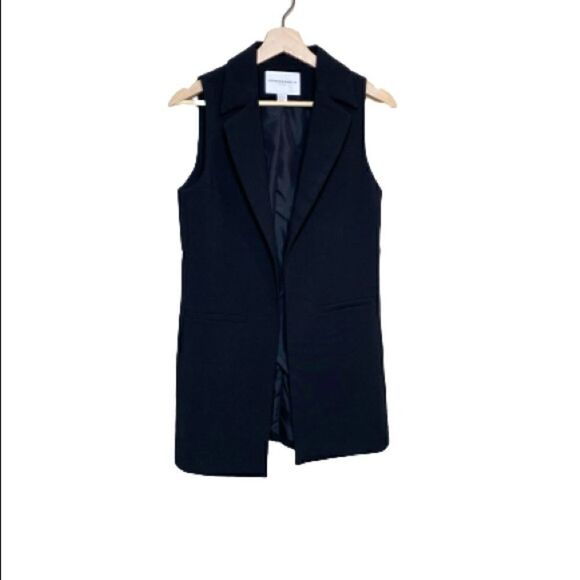 Katherine Barclay Montreal black open front sleeveless long line blazer XS - Picture 2 of 16